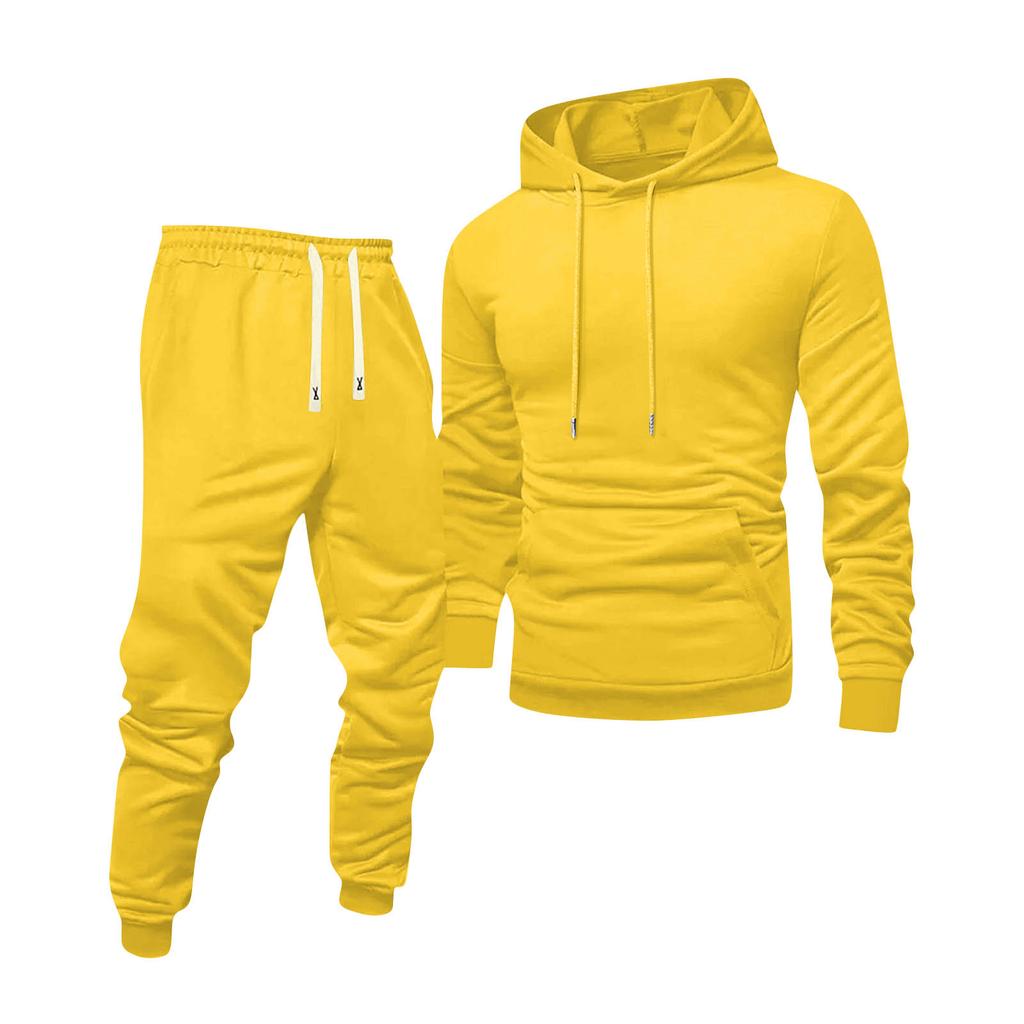 Men's Color Hooded Universal Versatile Hooded Sweatshirt Sweatpants Casual Sports Suit