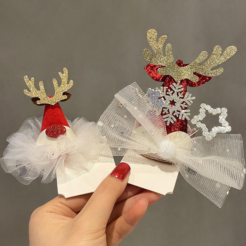 Christmas Headbands for Women Kids Xmas Hair Clip Side Clips Bangs Clips Cute Reindeer Headband Hair Accessories Party Favors