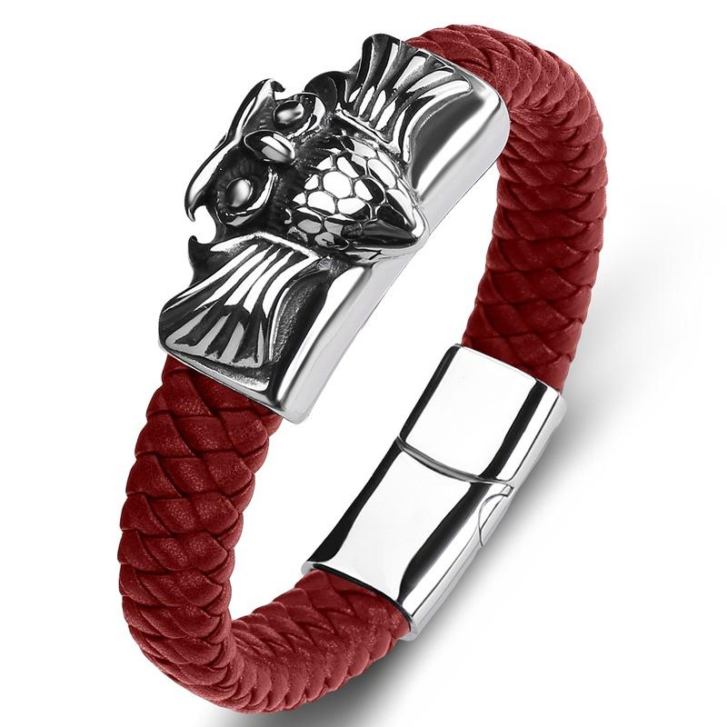 2026 Trendy Product, European and American Men's Owl Bracelet, Magnet Buckle Trend, Leather Bracelet