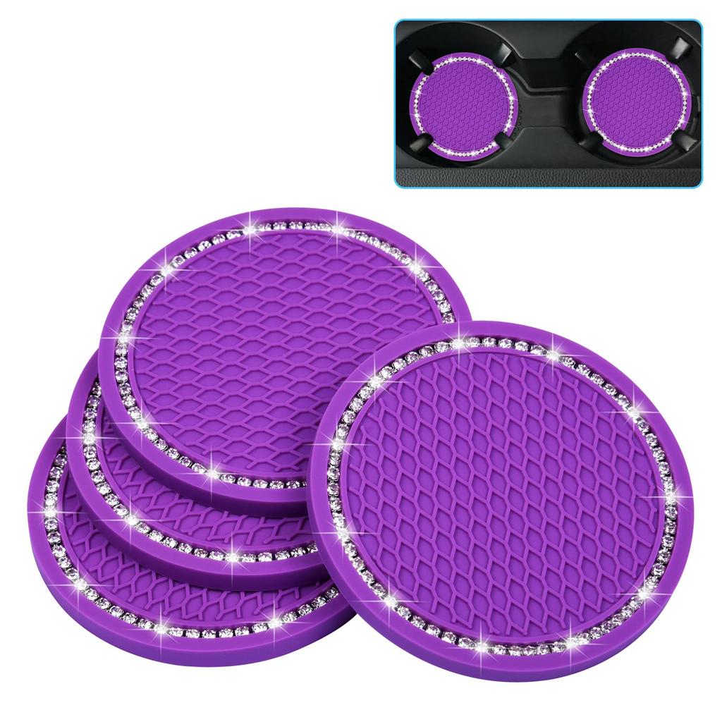 Wisdompro Car Non-Slip Coaster Bling Car Drink Holder Cup Mat Vinyl Anti-Slip Vibration Proof