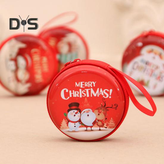 Münzgeldbörse für Kinder, rund, Weihnachtsmünzbeutel mit Cartoon-Muster, Reißverschluss, Münzetui mit Umhängeband für Kindermünzen, Bargeld, Schlüssel, Süßigkeiten