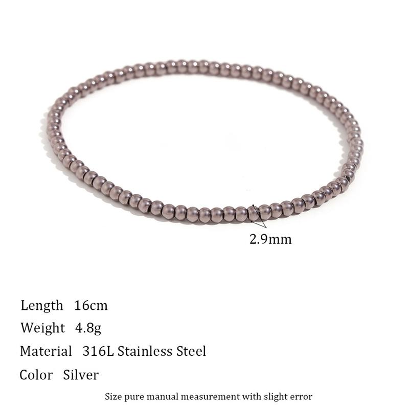 Simple Vintage Gold Silver Stainless Steel Elastic Bead Bracelet Punk Rock Style Party Accessories Jewelry
