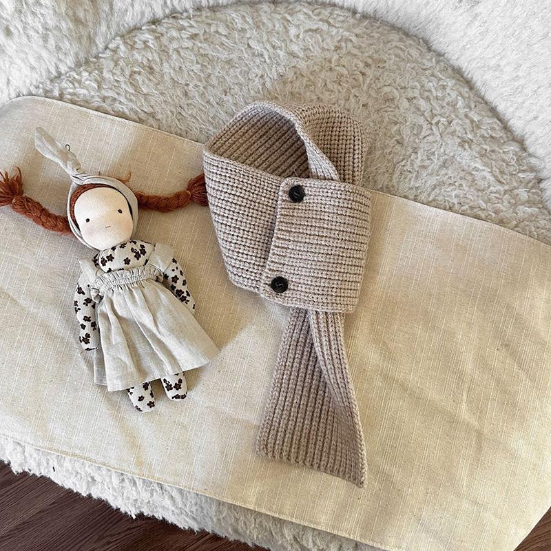 Детский вязаный шарф Зимний Милый Согревающий Защита шеи Шарф на пуговице серый