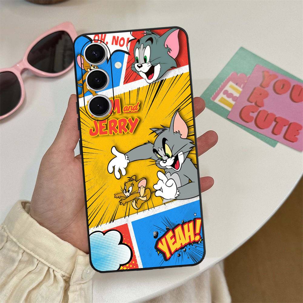 Animated T-Tom And J-Jerry Phone Case For Samsung S 20 21 22 23 Lite Plus Ultra Clear Mobile Cover Funda