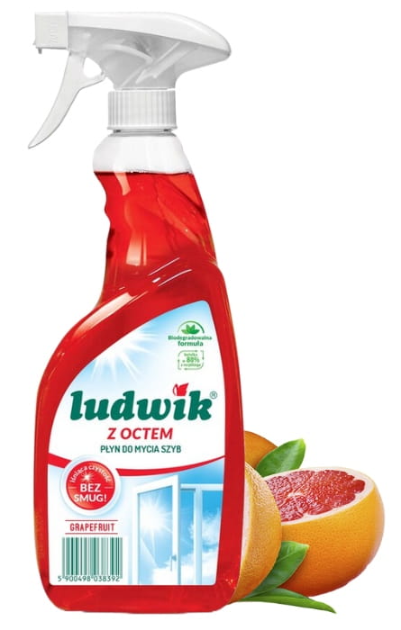 Ludwik Glass and Tile Cleaner with Vinegar 600 ml Grapefruit
