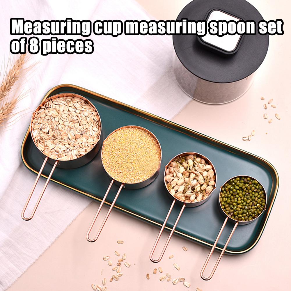 8PCS Stainless Steel Measuring Cup Kitchen Measuring Spoon For Baking Tea Coffee Kichen Accessories Measuring Tool