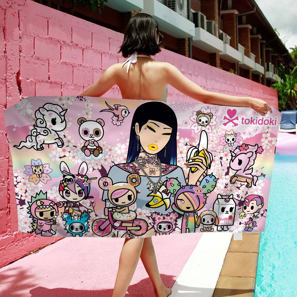 Kawaii T-Tokidoki Anime Beach Towel Colorful Bath Towels For Girl Microfiber Quick Dry Sand Free Beach Yoga Spa Gym Pool