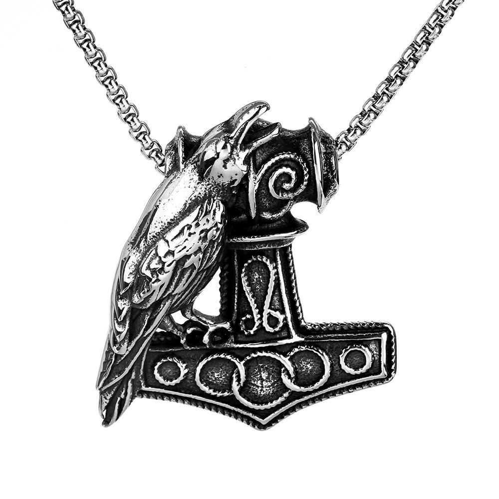 Retro Punk Style Men's Anchor Pendant Crow Pendant Keel Chain Necklace Pendant