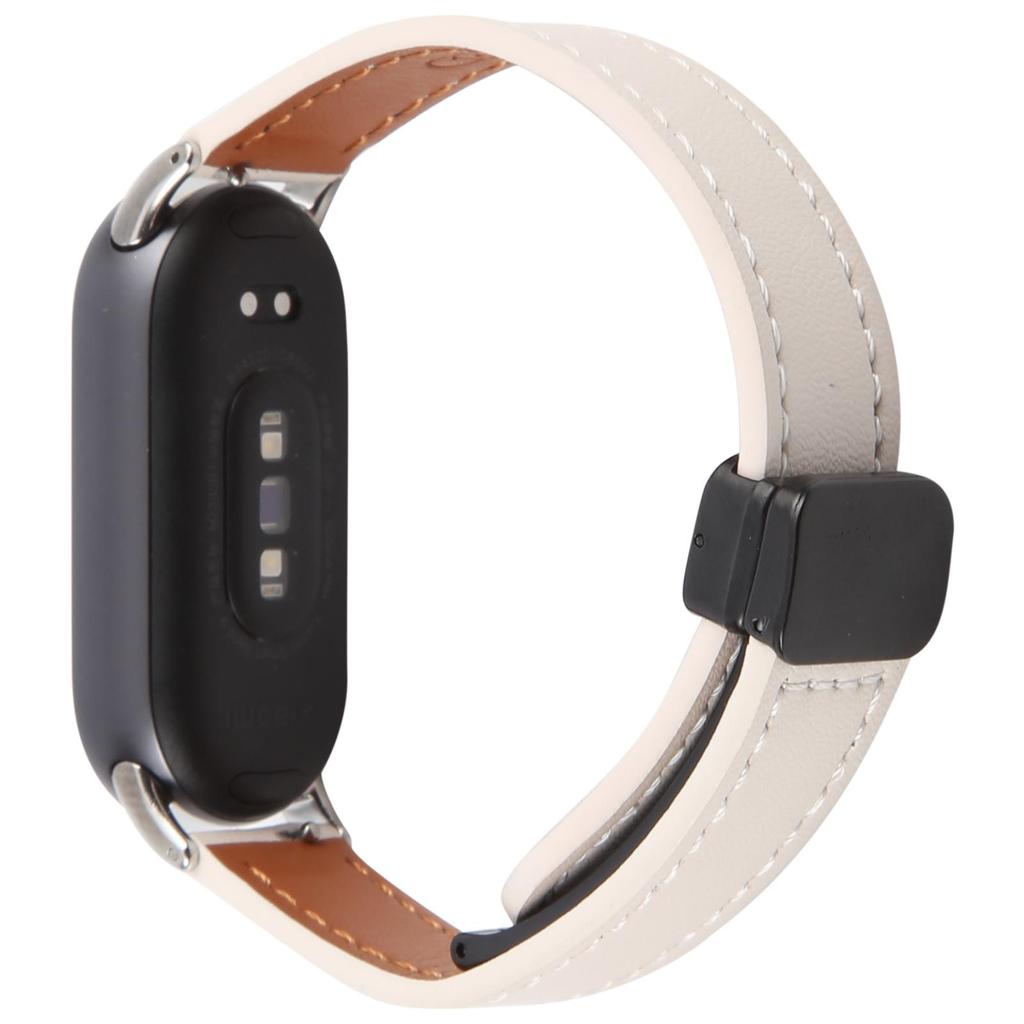 Für Xiaomi Smart Band 9/8 Faltbares Magnetisches Schwarzes Schnallen Mikrofaserleder Uhrenarmband