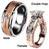 1pz Anello di Lusso da Donna Metallo Motivo Intaglio Vuoto Colore Oro Rosa Pietre di Zircone Anello da Coppia Fidanzamento Nuziale Gioielli per Matrimonio