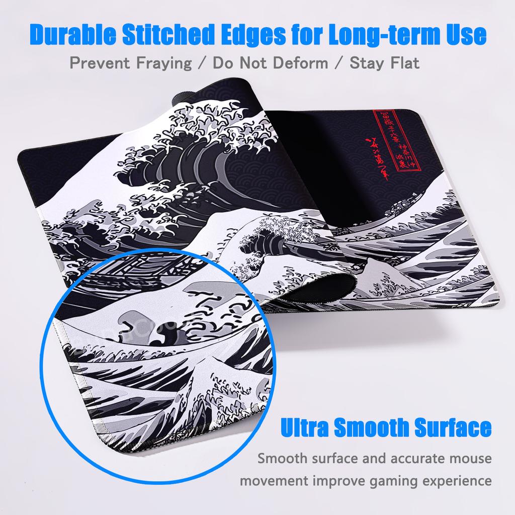 Japanese The Great Wave of Kanagawa Large Gaming Mousepad 800x300mm Gamer Keyboard Lock Edge Desk Mats Office Laptop Accessories
