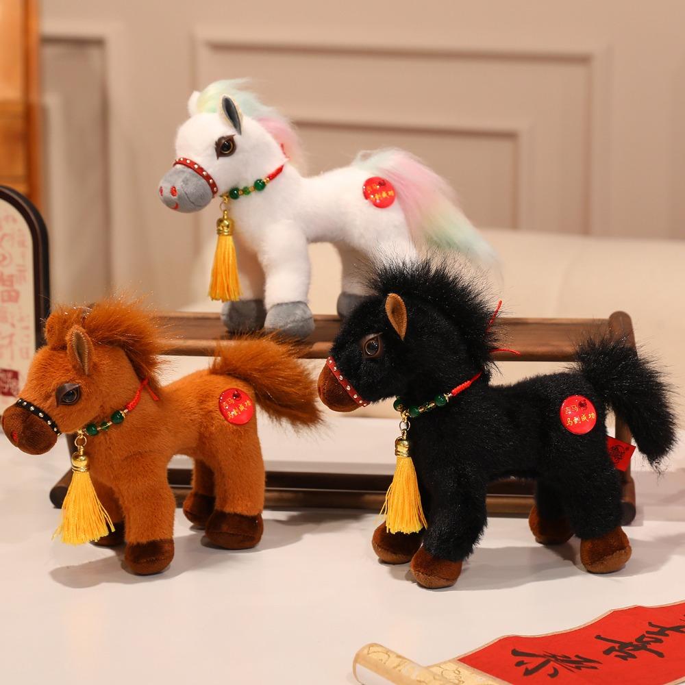 Myk Hale Stående Føll Plysjdukke Lang Manke Ponni Plysjleker Barnegave