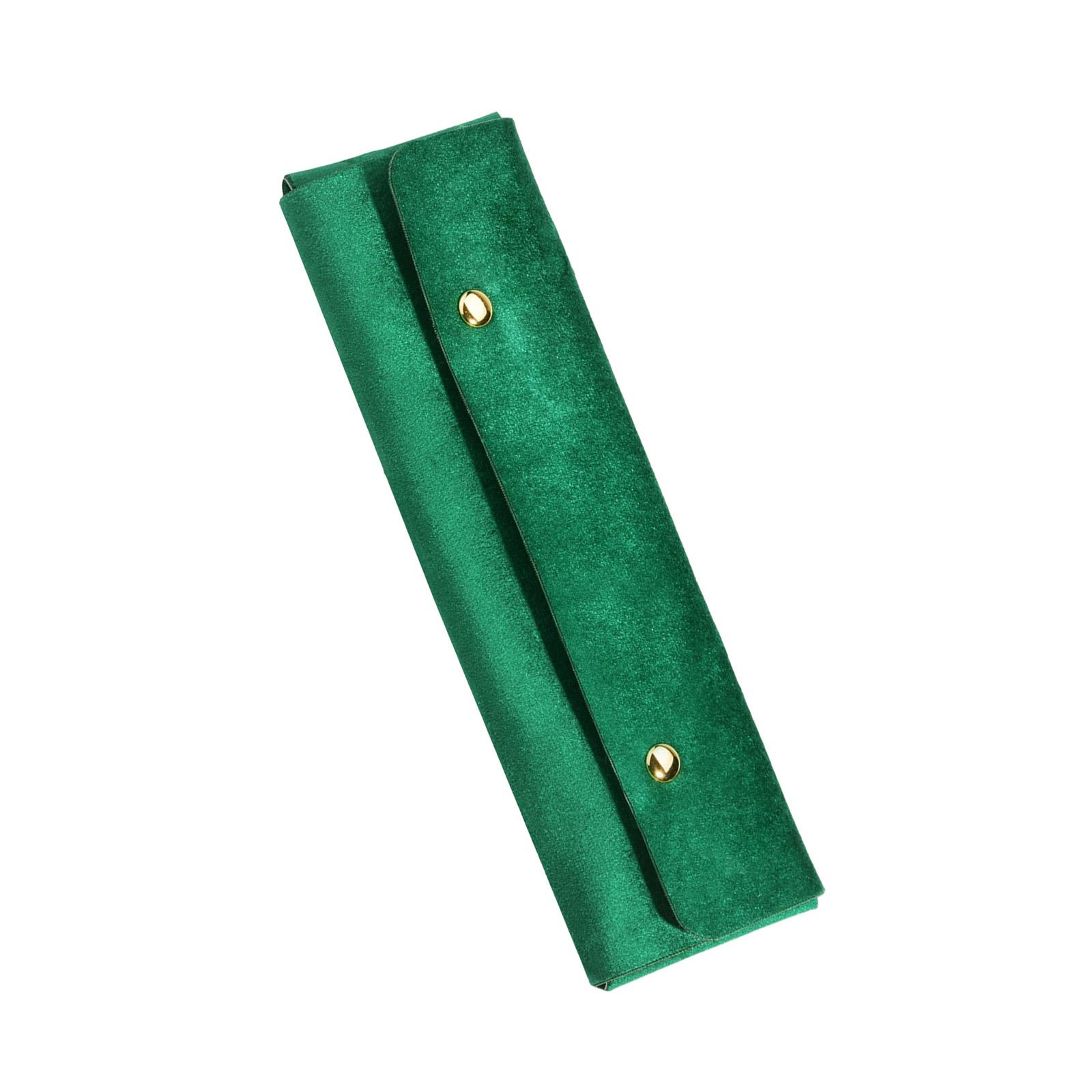 

Portable Foldable Necklace Organizer for Travel Use Convenient Velvets Bracelet Pouch Stylish Jewelry Storage Bag зелёный