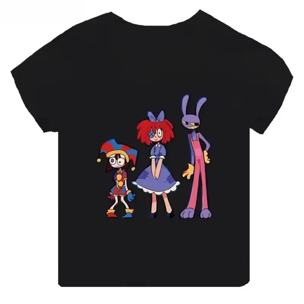 Letní dětská trička The Amazing Digital Circus Krátký rukáv Chlapec Dívka Kreslená Pomni Dětský top Ležérní dětské oblečení Trička