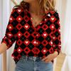 Women Poker Pattern Long Sleeve O-Neck Shirt Fashion New Personalized Blouse Casual Autumn Winter Shirt Female Tops Spring
