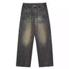 American Washed Old Wide-leg Jeans Men's Autumn and Winter Trendy High Street Loose Drape Straight Mopping Long Pants