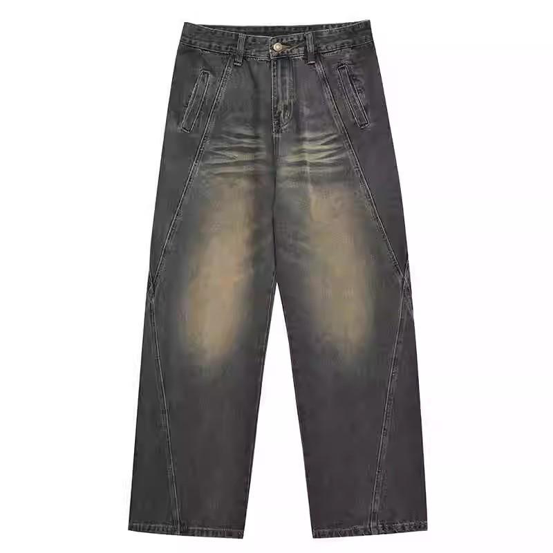 American Washed Old Wide-leg Jeans Men's Autumn and Winter Trendy High Street Loose Drape Straight Mopping Long Pants