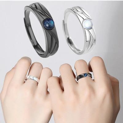 2Pcs Demons and Angels GothicMatching Couple Friendship Lover Open Adjustable Rings Stainless Steel Wedding Ring Jewelry Gifts