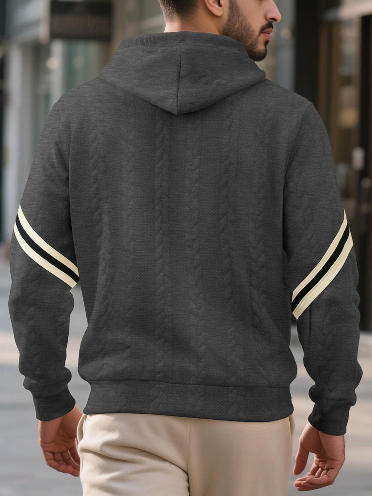 Autumn/Winter Jacquard Heavyweight Men's Warm Hooded Outdoor Sports Hoodie
