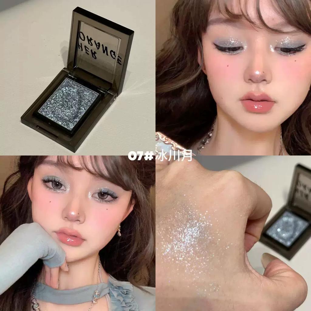 Purple Iris Flower! Colorful Single-Color Eyeshadow, Matte Single Blue Highlighter, Sparkling Pink Base, White and Green