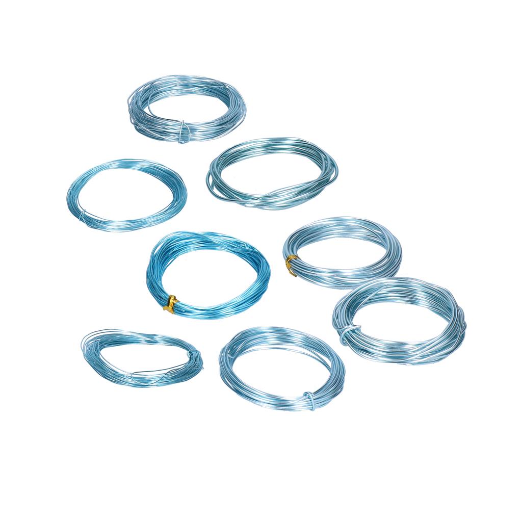 8 Rolls 0.6 3mm Aluminum Craft Wire Jewelry Beading Wire Craft Making Supplies Light Blue