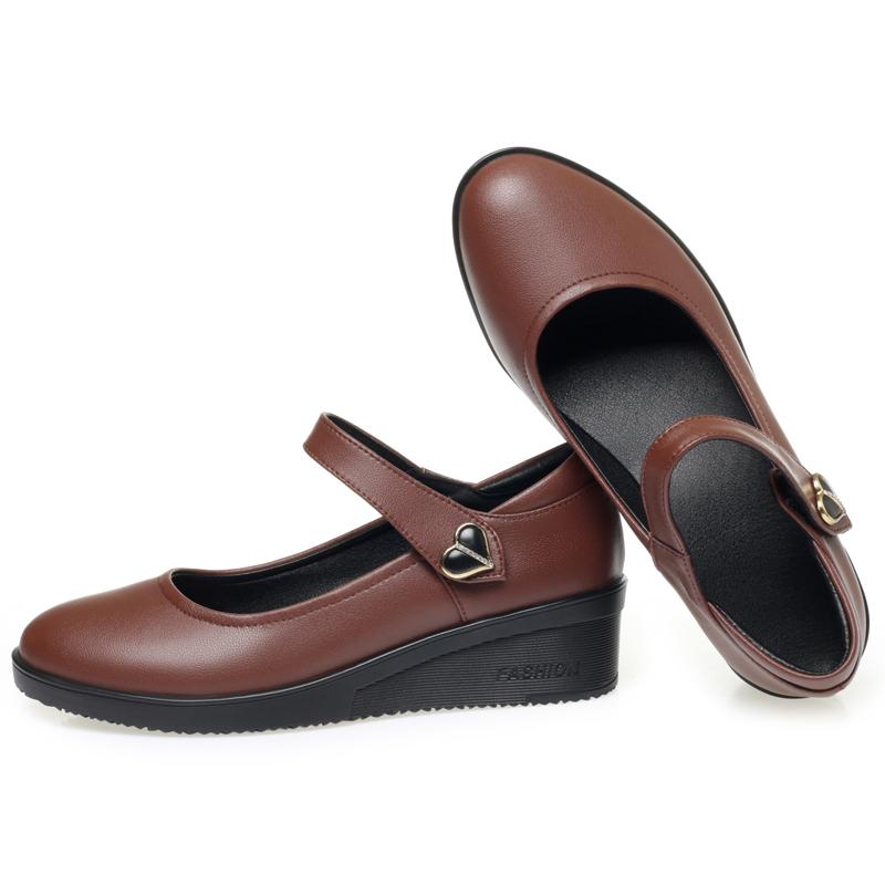 Fashion AIYUQI 2025 new female shoes Thick heel shallow-mouth women's loafers Large size Mary Jane mother leather shoes