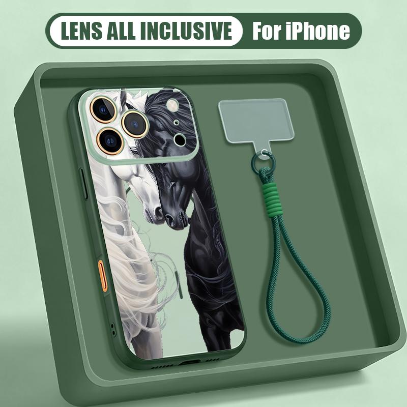 Cartoon Horsey Fireworks Print Hand Strap Case For iPhone 17 Pro Max iPhone 16 15 14 13 Pro Max Magnetic For Magsafe Hybrid TPU+PC Matte Cover