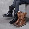 Modă Nou Retro Piele PU Cizme Ingle Botine Lungi Cizme de Gleznă pentru Femei Cizme din Piele cu Talpă Moale Botine Plate de Toamnă și Iarnă