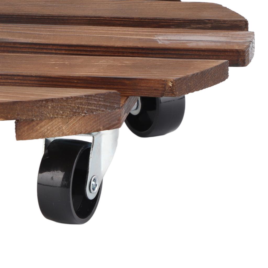 Plant Stand with Silent Caster Wheels Rolling Wood Plant Stand for Outdoor Indoor Large Plant Flower Pot Circular