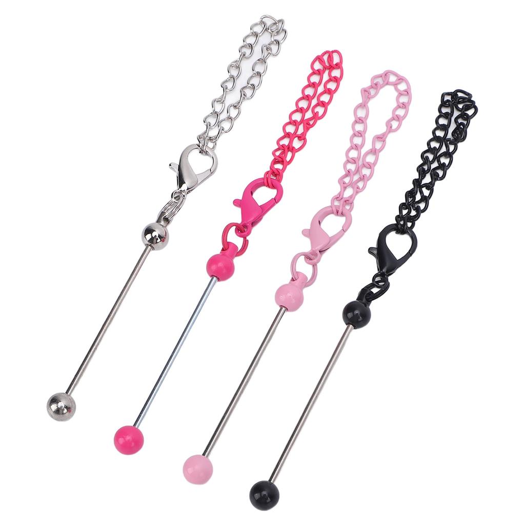 4 Stück Perlenanhänger Schlüsselanhänger Bar 12,5 cm Bunte Metall Perlenanhänger Schlüsselanhänger für Schlüssel Handtaschen Rucksäcke