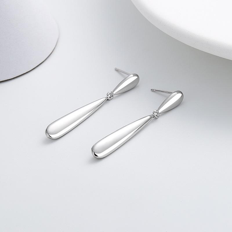 Glossy Geometric S925 Silver Needle Stud Earrings - Simple, Elegant, Cold Style for Women