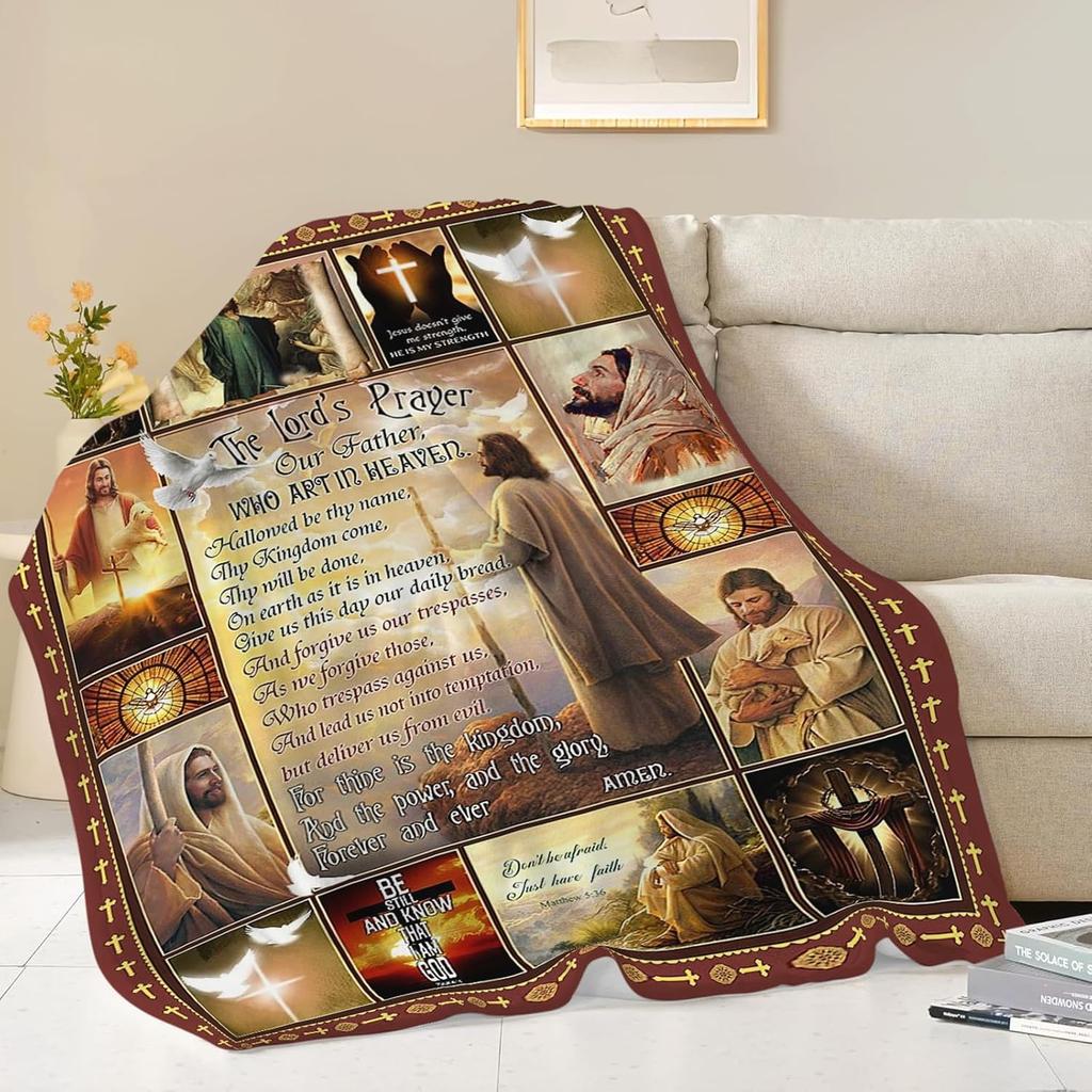 Christian Blanket pirational Scripture Religious Spiritual Jesus Prayer Faith Throw Blanket Catholic Gifts for Adults Women Men Super Soft Cozy Plush