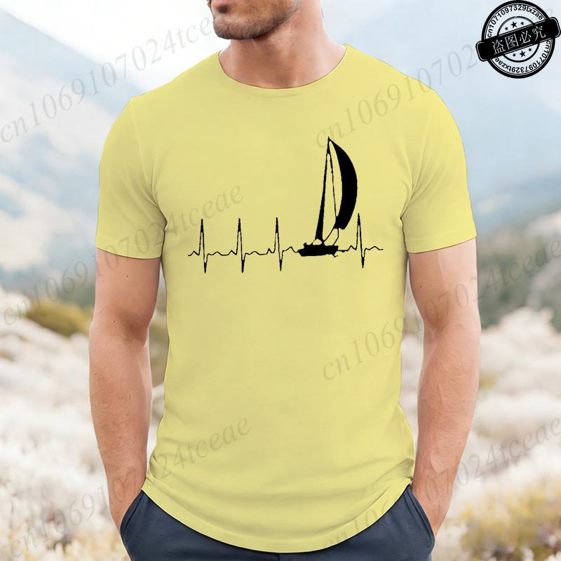 Sailing Heartbeat Graphic T Shirts For Unisex Unisex Short Sleeve Clothing Summer Fashion Tshirts Sailing Ekg Unisexs Tee Clothing