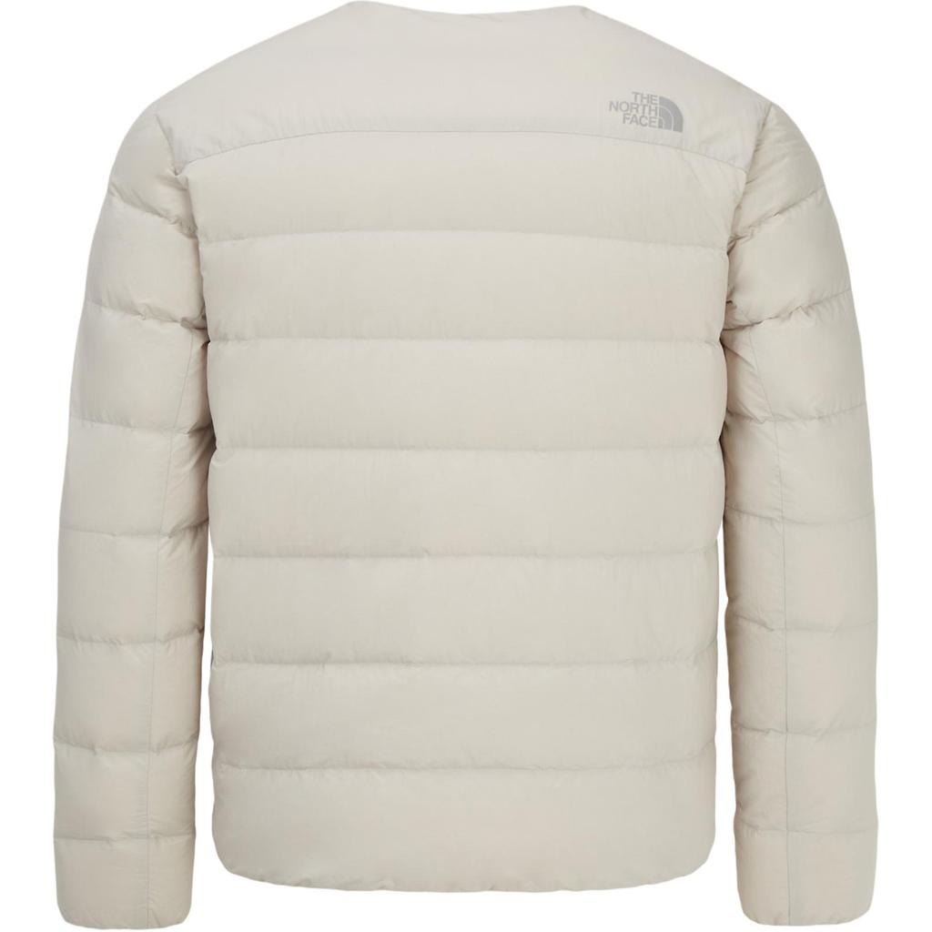 The North Face Solid Color Logo Print Round Neck Zipper Long Sleeve Down Jacket Men Outerwear White-Sand NJ1DR00C
