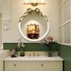 Retro European Bow Round Wall-Mounted Mirror for Bathroom or Bedroom Dressing Table