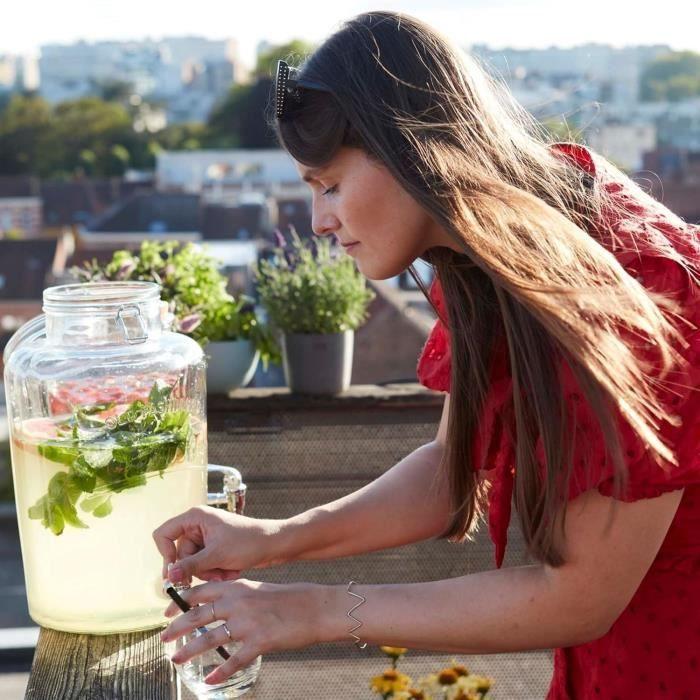 Distributeur de boisson - point-virgule - verre avec robinet - 8l - pour cocktails et thé glacé