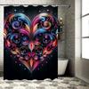 Mystical Swirl Heart Shower Curtain - Waterproof, Mildew-Resistant, Machine Washable For Boho Bathroom Decor
