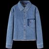 Navigare Women's Slimming Lapel Long-Sleeve Denim Shirt