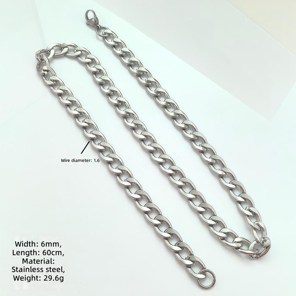 Stainless Steel Cuban Chain Necklace for Men European American Hip Hop Stainless Steel Fashion Jewelry