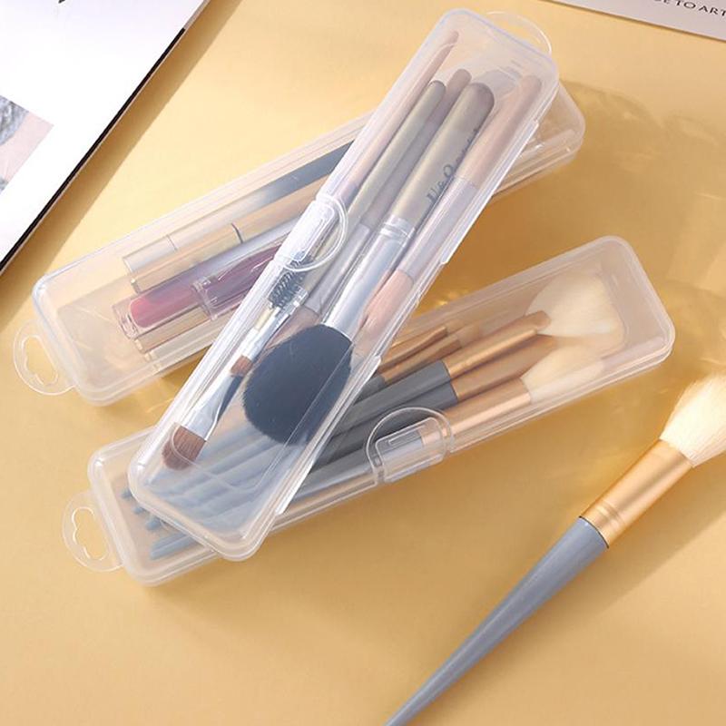 Transparent Makeup Brush Storage Box Dust-Proof Plastic Make Up Brushes Organizer Lightweight Tableware Container Beauty Tools