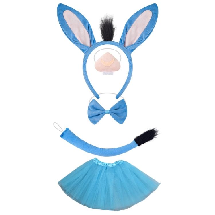Halloween Donkey Cosplay Accessories Donkey War Headband Donkey Tail Bowtie Skirt for Children Halloween Role Play