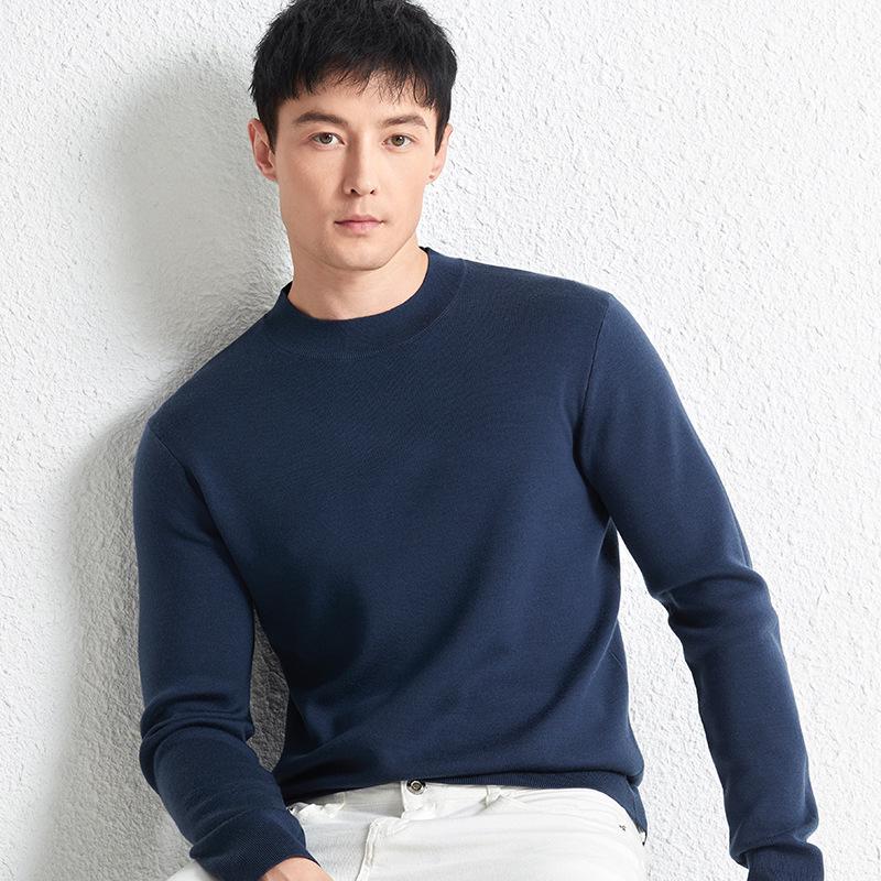 Winter Puyuan Herren Pullover 100% Wolle Halbhoher Kragen: High-End, Hautfreundlich, Leichter Luxus, Einfarbig, Warm und Bequem.