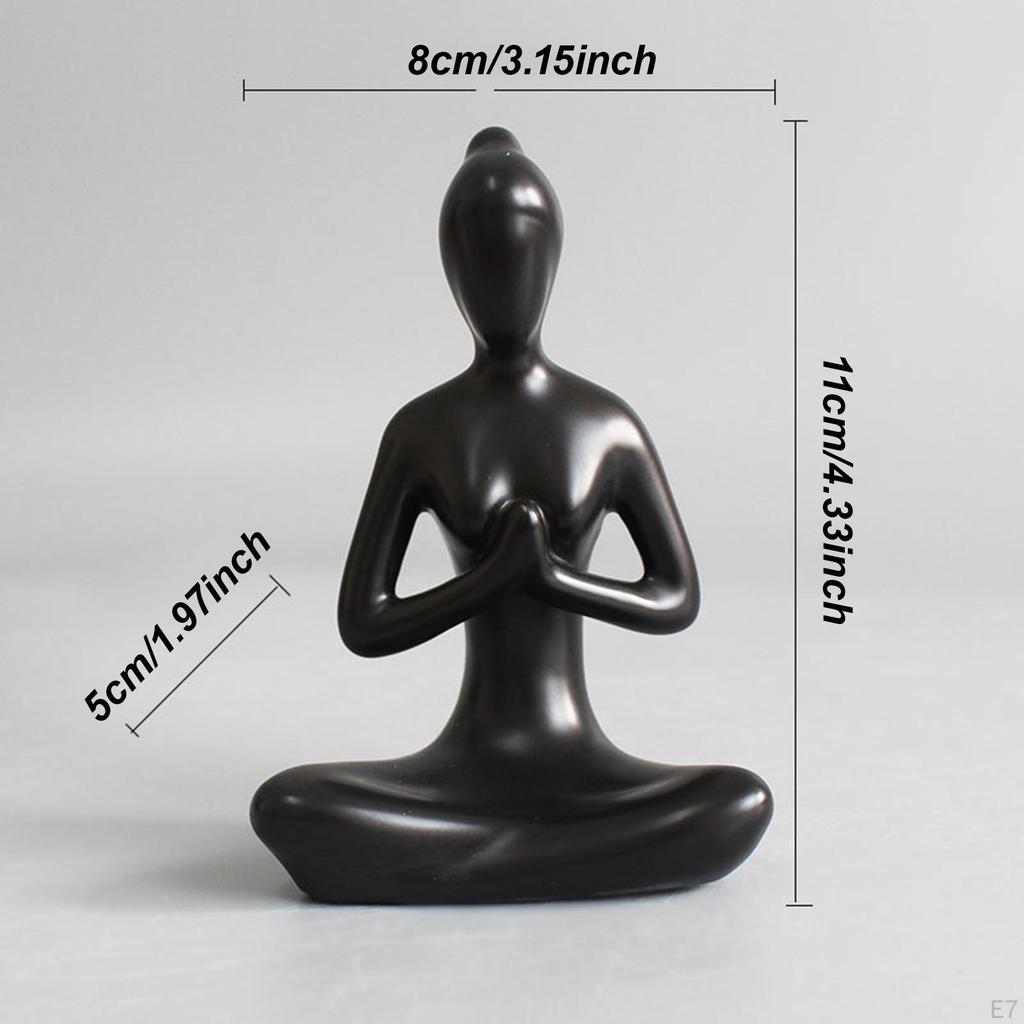 Ceramic Statue Art Sculpture Decor Small Figurine Meditation for Cabinet Desktop Shelf