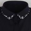 Korean Style Women's Blue Beaded Floral Decorative Collar Sweater