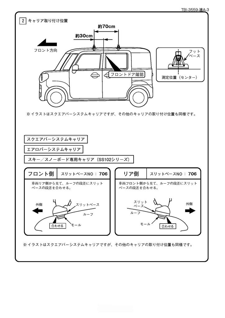 Terzo Roof Carrier Set of for Mazda Flair Wagon MM53S and Suzuki Spacia Product EH432 (by PIAA) Carrier/Base Holder, 4, Black, MK53S, Code