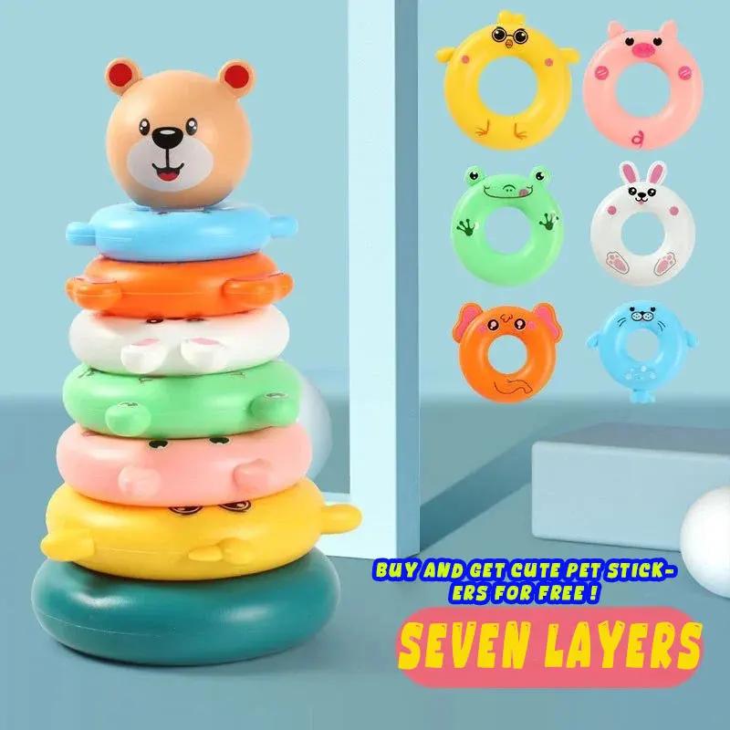 Non-Toxic New Baby Toys 0-12 Montns Puzzle Pyramid Tower Cup Stacking Toys Montessori Educational Beach Kids Pool Bathtub Toy Kids Gift