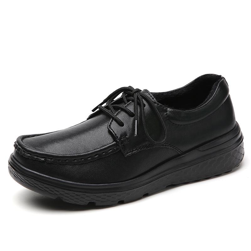 

Women s Genuine Leather Non-Slip Velvet Flats - Comfortable, Breathable, Odor-Resistant Soft Sole Shoes for Autumn/Winter 39