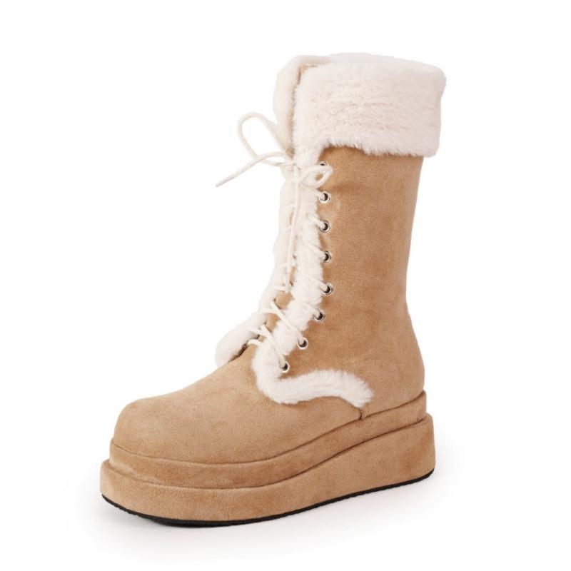 Versatile Furry Tall Tube Fur Integrated Snow Boots Women's New Piled Thickened Warm Cotton Boots