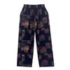 Chinese Summer Ice Silk High-Waist Floral Pants: Casual, Loose-Fit for Middle-Aged & Elderly Women