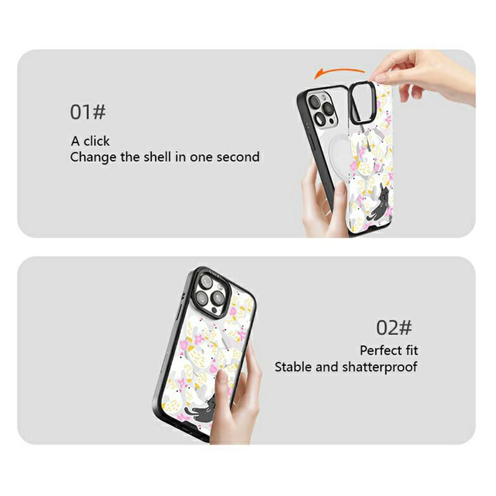 CASEEVO For iPhone 15 Pro Case Compatible with MagSafe TPU Acrylic Phone Cover with Poetic Illustration Backplate
